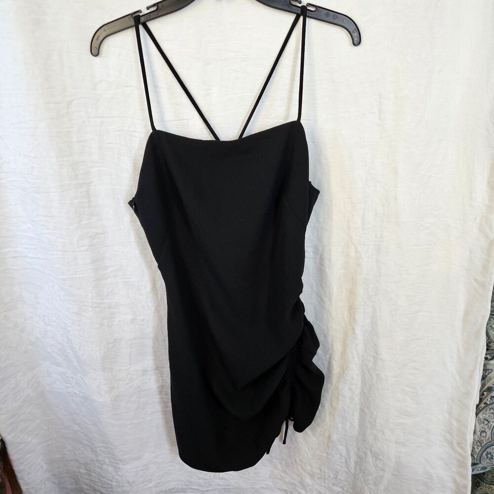 ZARA Little Black Dress Mini with Rouching on Left Side Size Medium